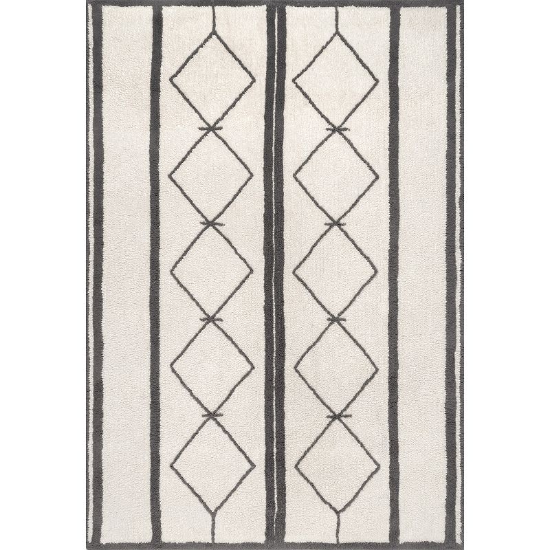 Paneled Diamonds Wool Washable Area Rug