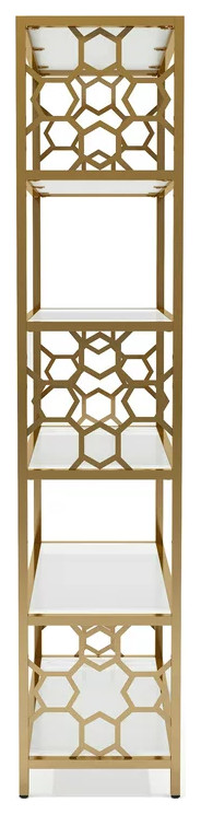 Contemporary Bookcase  Geometric Design  ampOpen Shelves With Glass Panels  Gold   Contemporary   Bookcases   by Decorn  Houzz