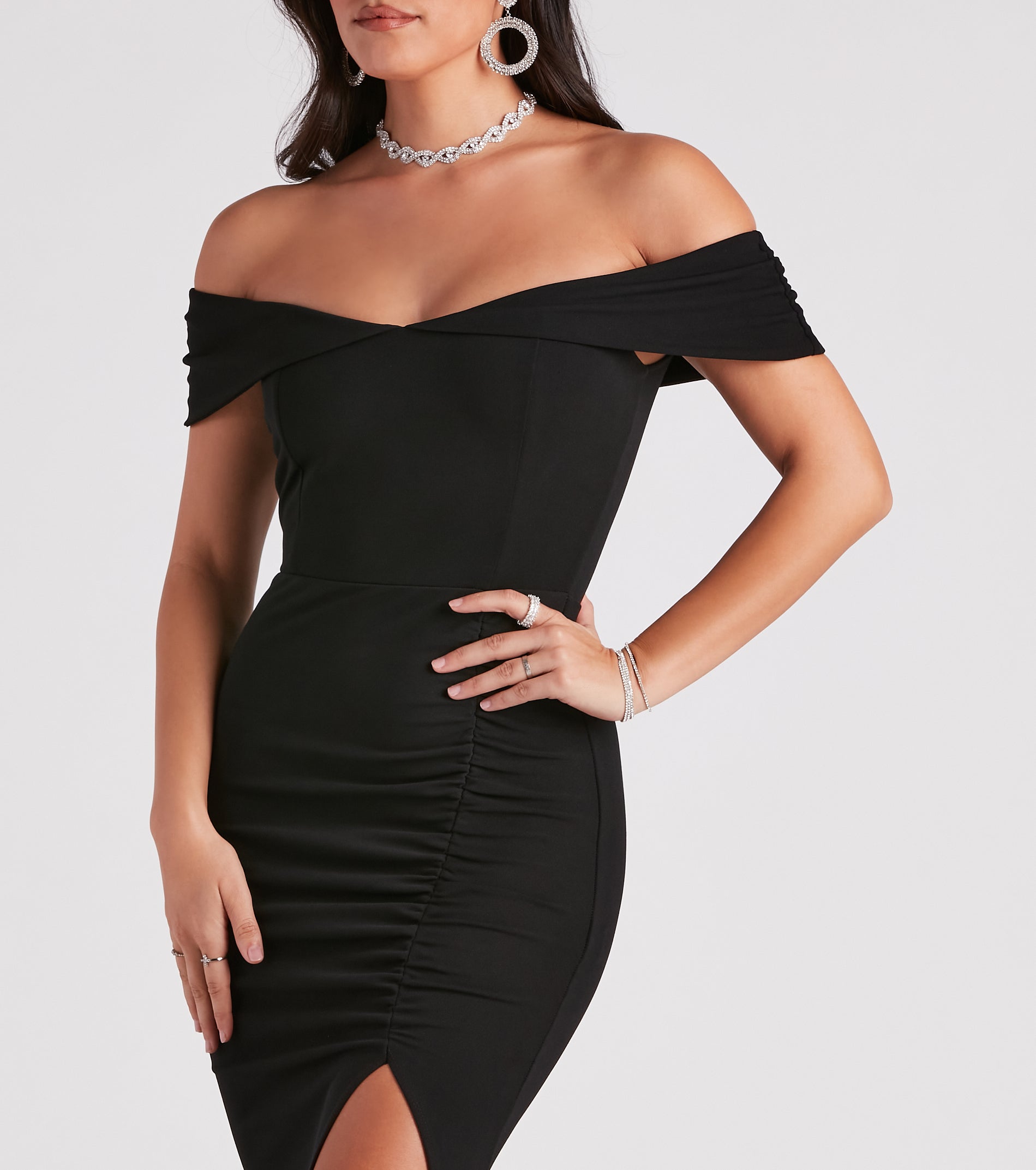 Samantha Formal Crepe Slit Dress