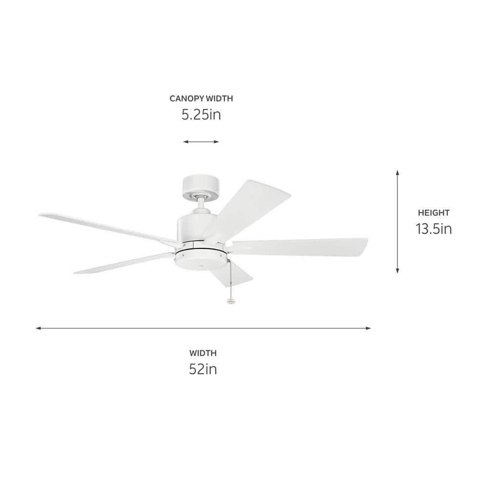 KICHLER Lucian II 52 in Indoor Matte White Downrod Mount Ceiling Fan with Pull Chain