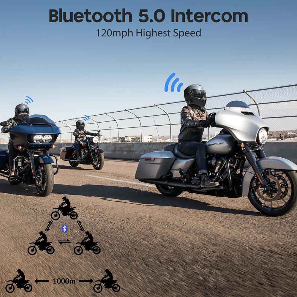 AHR Bluetooth Helmet DOT Full Face Intercom Black