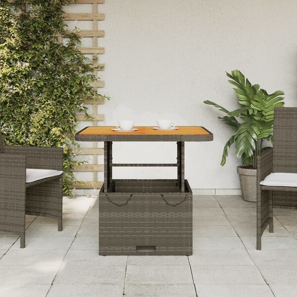 vidaXL Patio Table Adjustable Tabletop Outdoor Garden Poly RattanandAcacia Wood