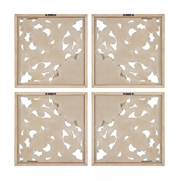 4pc Arwen Medallion Wood Decorative Wall Set Natural white Madison Park