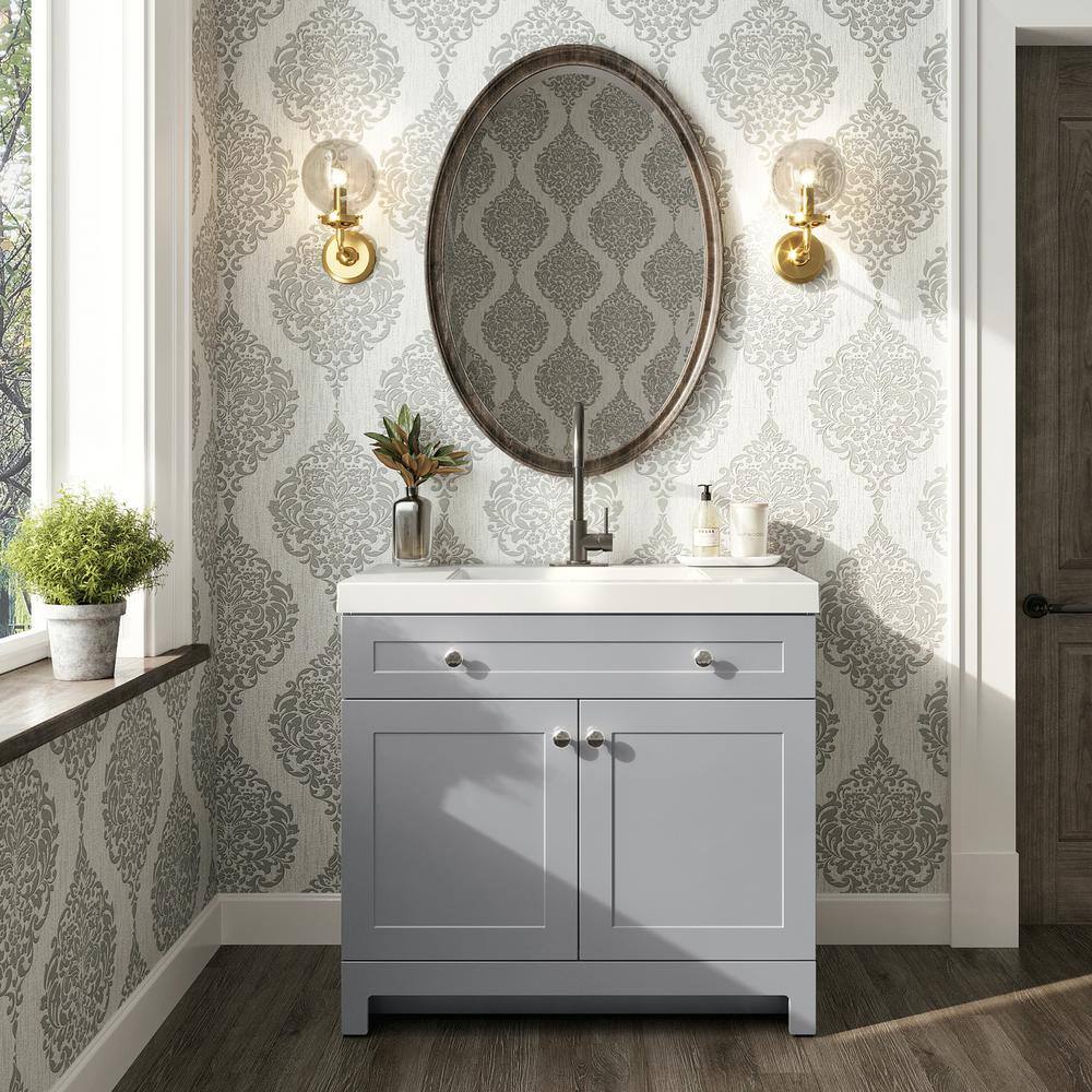 Glacier Bay Everdean 36.5 in. W x 18.8 in. D x 34.4 in. H Freestanding Bath Vanity in Pearl Gray with White Cultured Marble Top EV36P2-PG