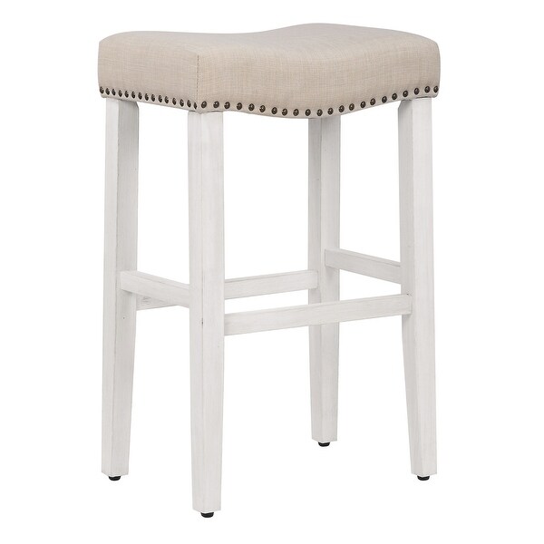 Henley 29-inch Saddle Nailhead Fabric Barstool