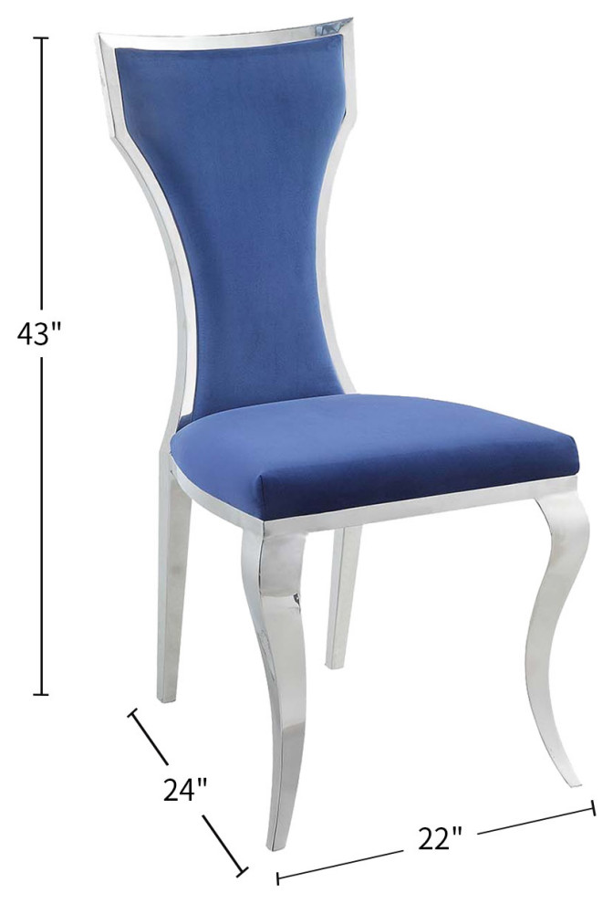 Set of 2 Side Chair  Blue and Gold Finish   Contemporary   Dining Chairs   by Simple Relax  Houzz