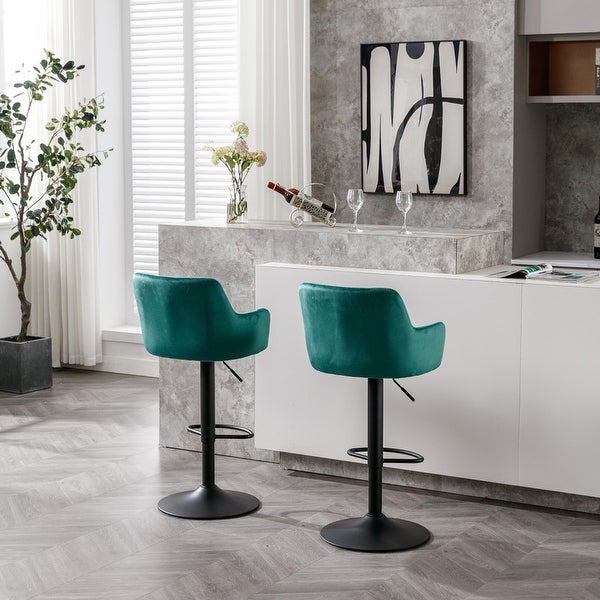 2Pcs Adjustable Barstools with Back and Footrest， Kitchen Counter Height Bar Chairs