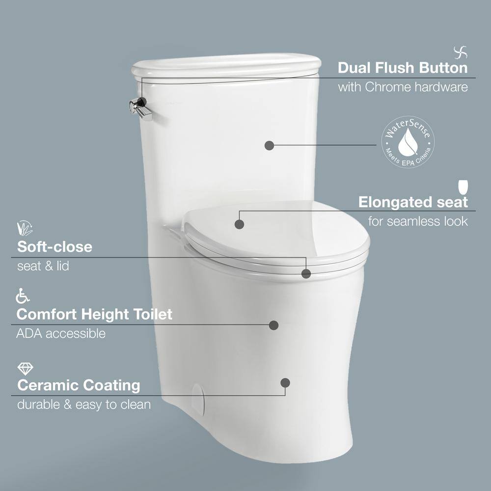 Glacier Bay Havenstone 1-piece 1.11.6 GPF Dual Flush Elongated Toilet in White Seat Included GBTO203