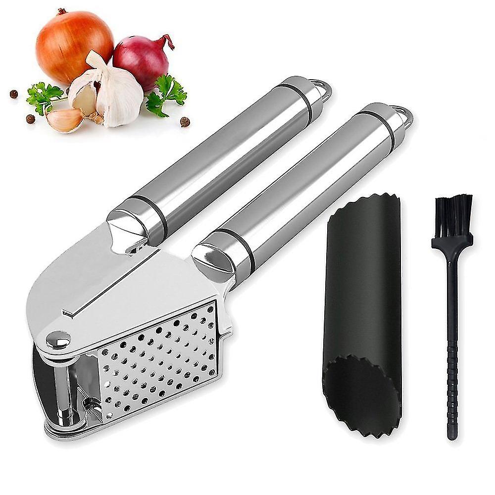 Garlic Press With Silic R Er And Cleaning Brush， Easy Squeeze