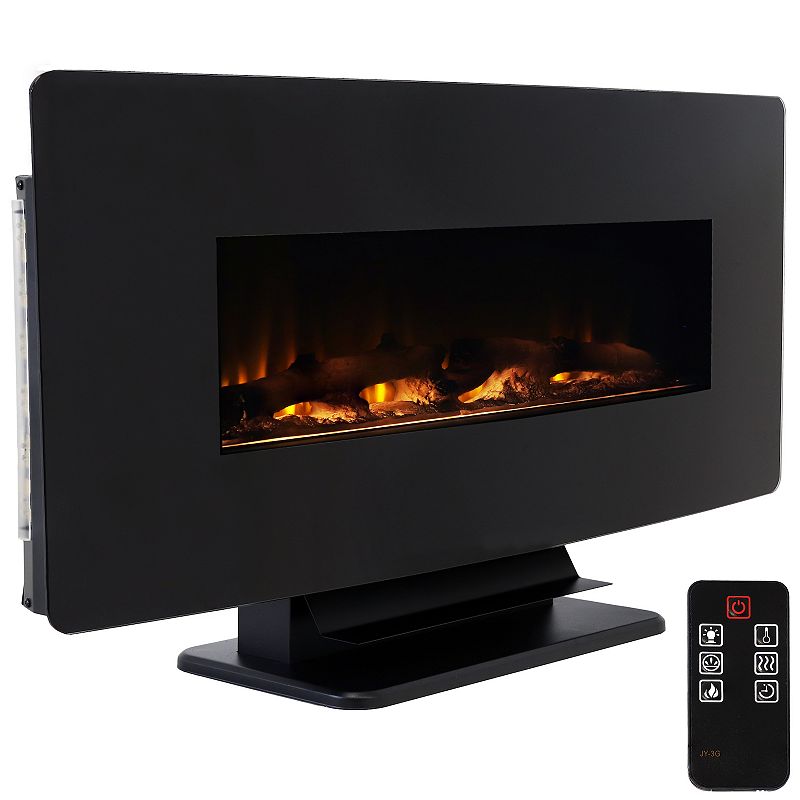 Sunnydaze 42 in Curved Face Wall Mount or Freestanding Electric Fireplace