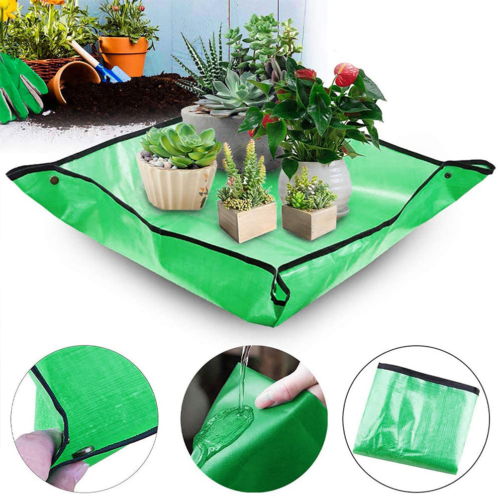 2Pack Plant Repotting Square Mats,39.3Inch Foldable Garden Transplanting Work Cloth,Waterproof Oxford and PVC Dirty Catcher Gardening Succulent Potting Tarp for Indoor Bonsai Succulents Plant Care