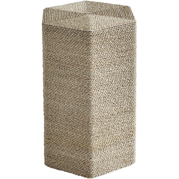 Wide Natural Seagrass Hexagonal Accent Table