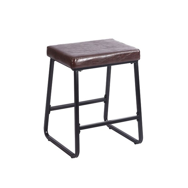 Porthos Home Setia Counter Stools Set of 2， PU Leather， Iron Legs