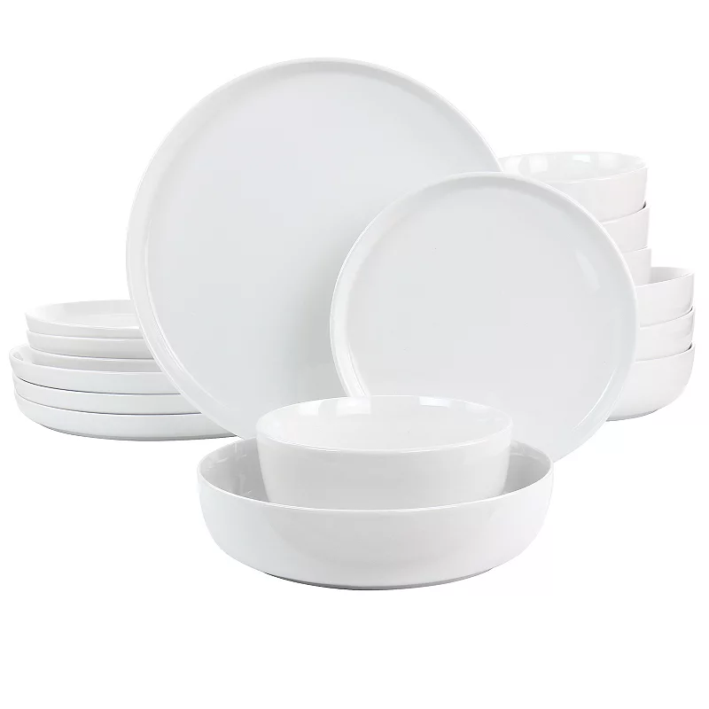 Gibson Home White Deco 16 Piece Fine Ceramic Dinnerware Set