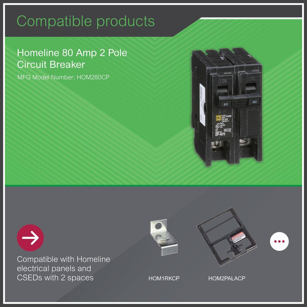 Square D Homeline 80 Amp 2-Pole Circuit Breaker HOM280CP