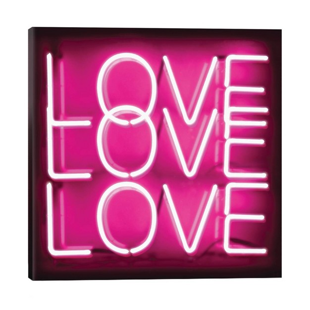 Neon Love Love Love Pink On Black By Hailey Carr Unframed Wall Canvas Icanvas