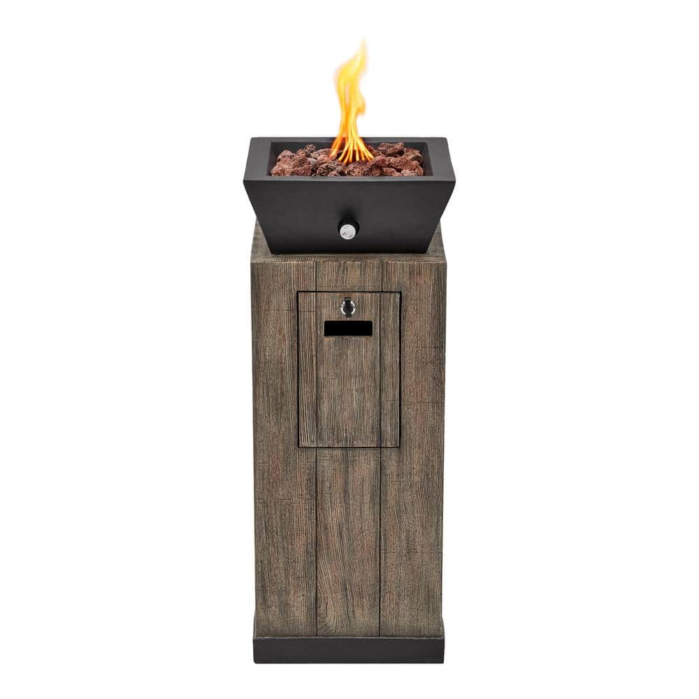 Hampton Bay 29 in. W x 11.8 in. H Square Faux Wood Finish Fire Column FP11074