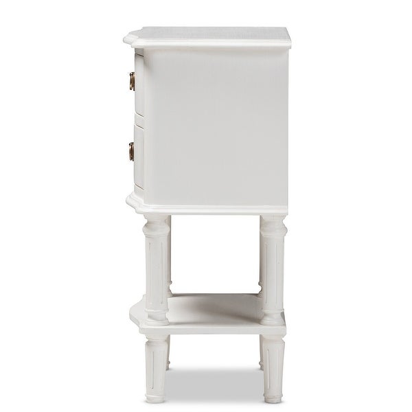 White Audrey Country Cottage 2 Drawer Nightstand - - 37782589