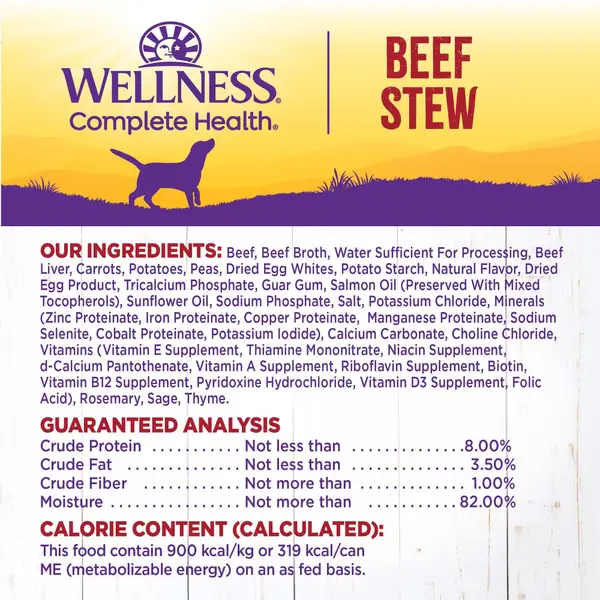 Wellness 12.5 oz Beef Stew Thick and Chunky Natural Grain Free Canned Dog Food