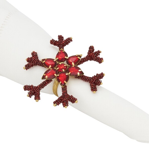 Beaded Napkin Rings With Snowflake Design (Set of 4)