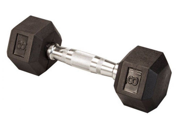 Body-Solid 8 lb Rubber Coated Single Hex Dumbbell