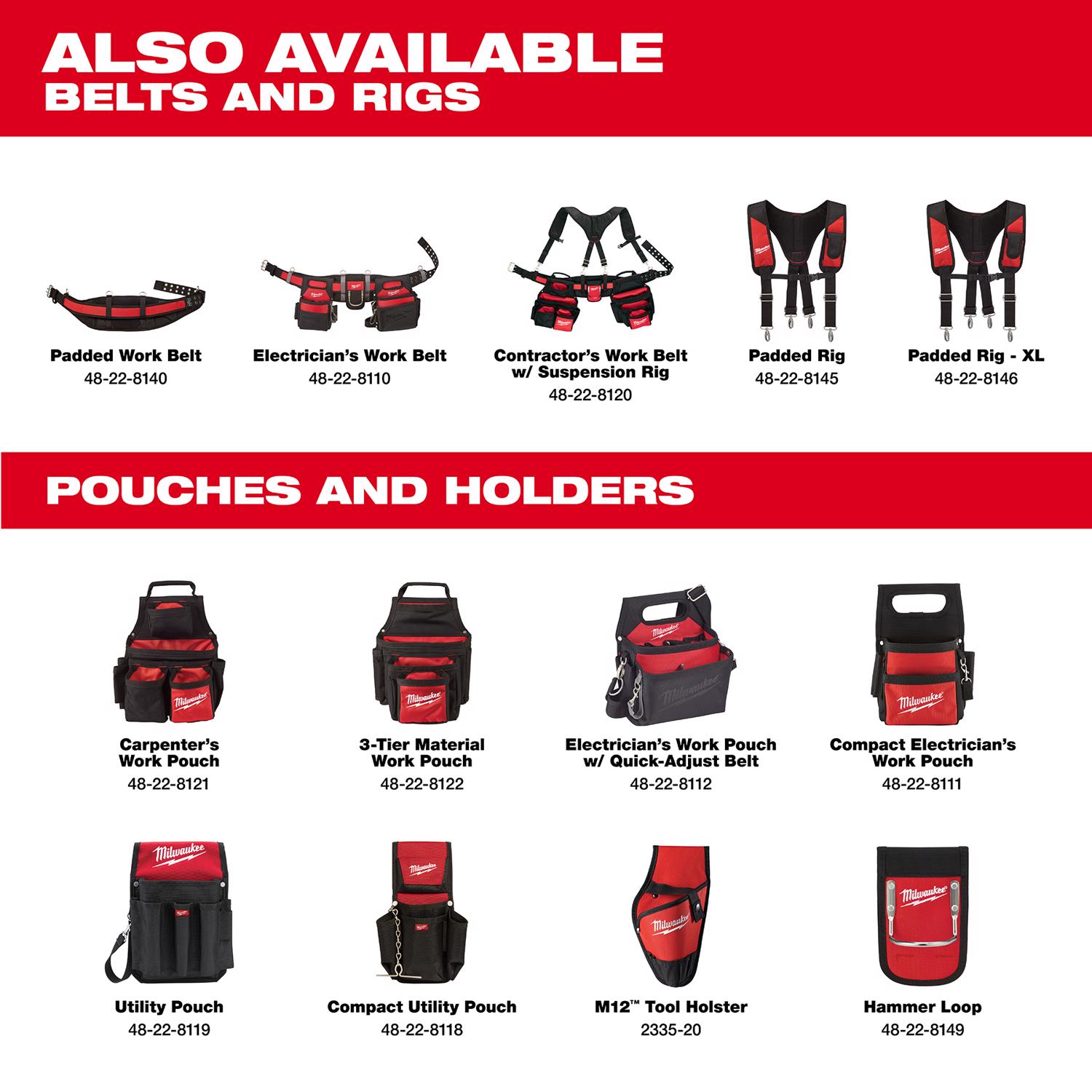 MW 12.8 in. W X 3.5 in. H Ballistic Nylon Electrician\u0027s Pouch 15 pocket Black/Red 1 pc