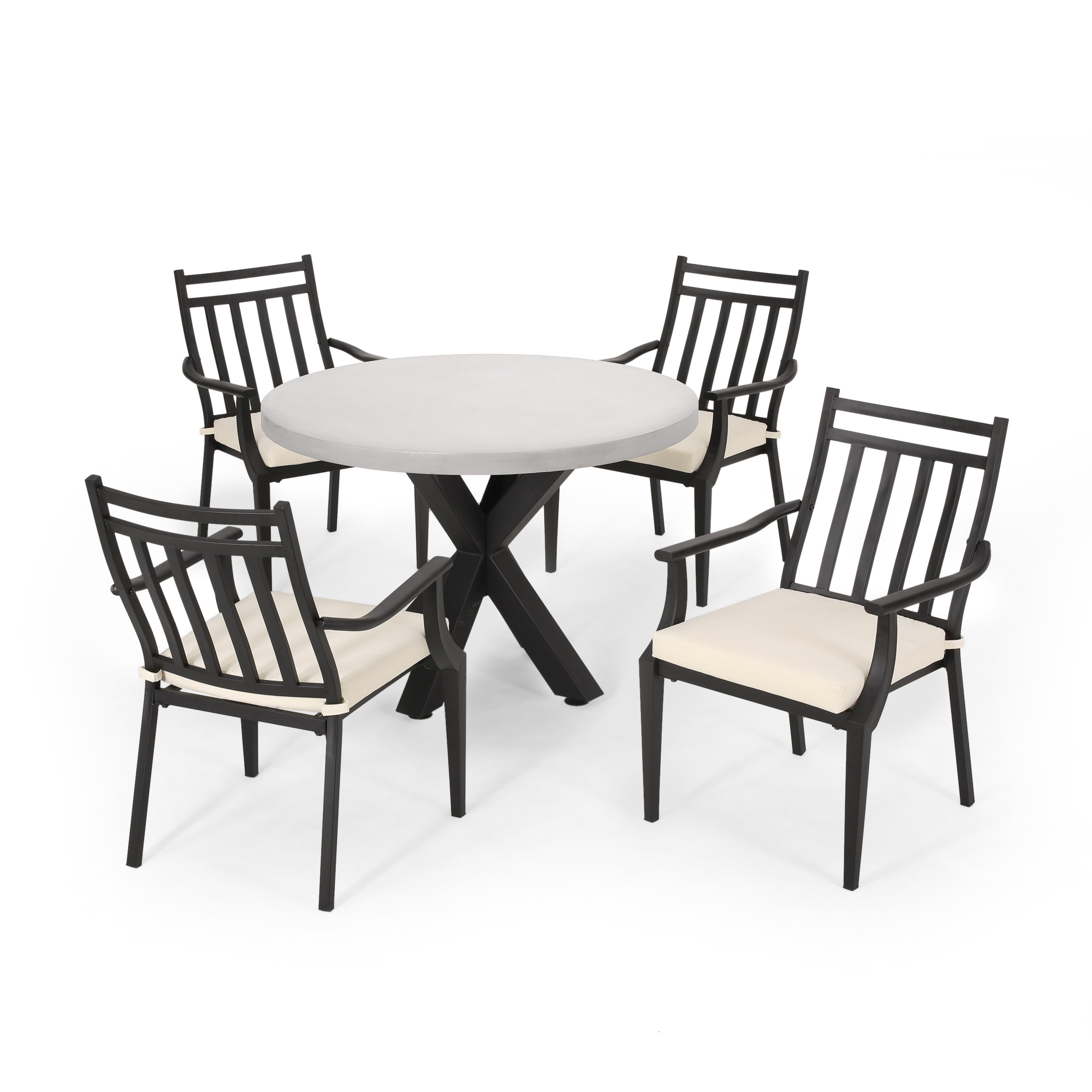 Olive Outdoor 5 Piece Dining Set with Light Weight Concrete Table