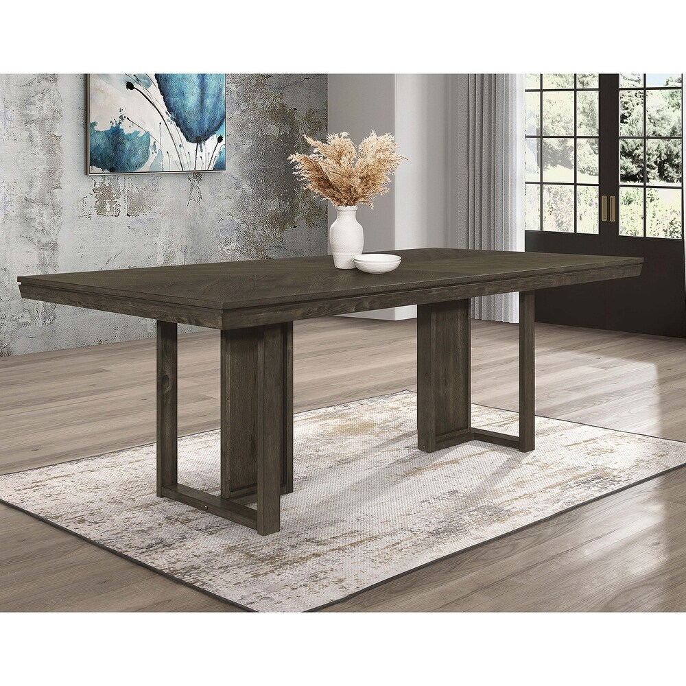 Rectangular Wooden Dining Table in Dark Grey