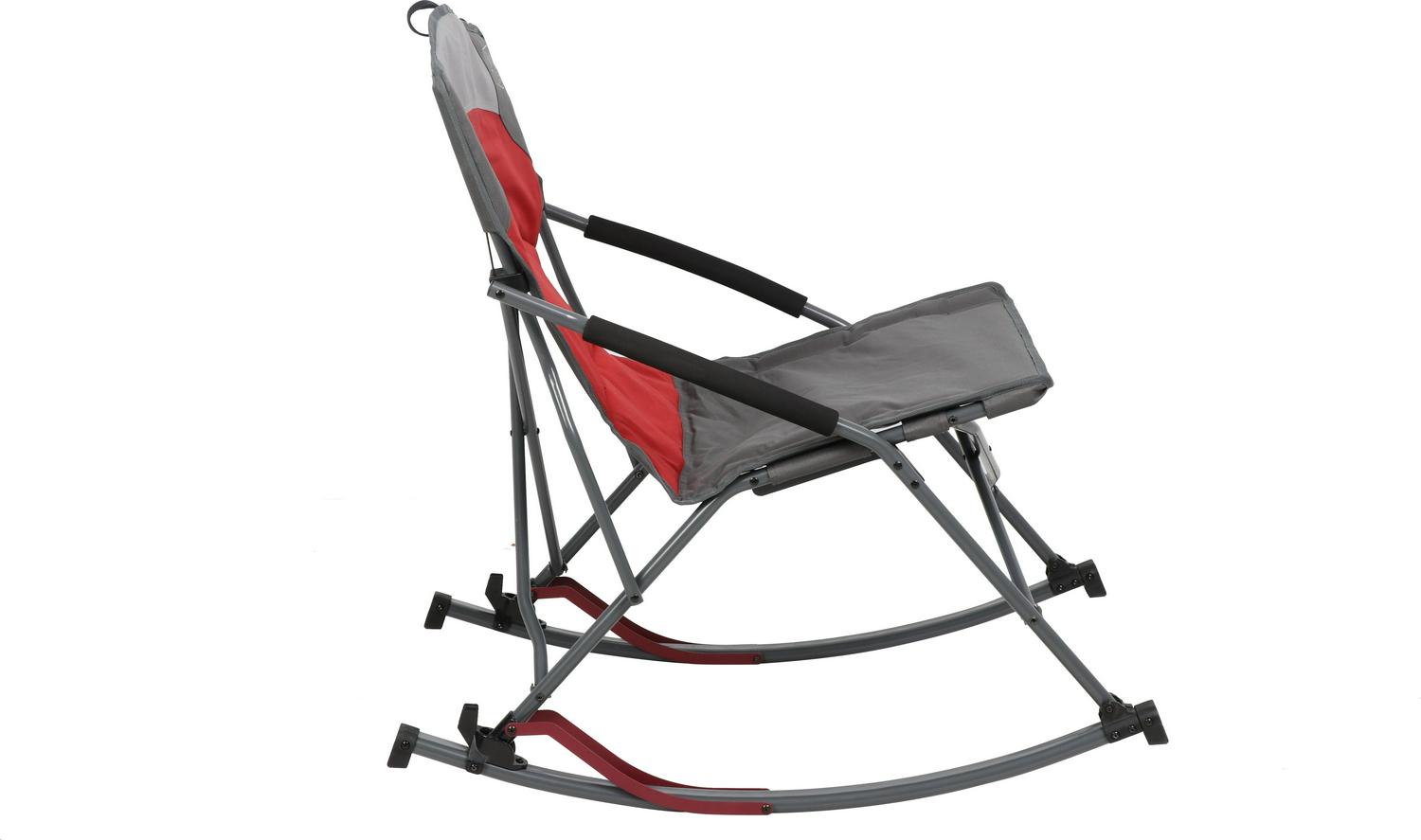 Timber Ridge Catalpa Relax and Rocking Camping Chair， Red and Gray， Adult use