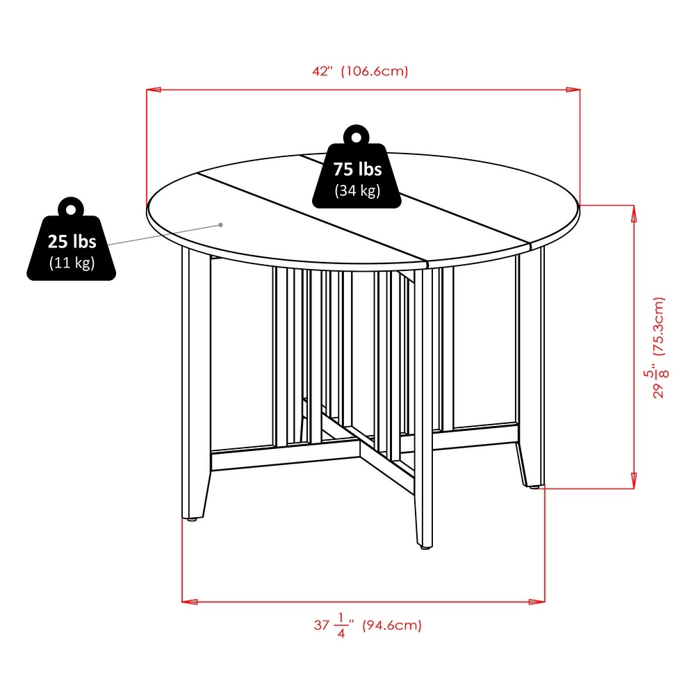 5 Pc Round Drop Leaf Table with Ladder back Chairs  Walnut