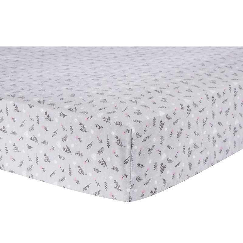 Trend Lab Sweet Forest Friends Gray Prairie Floral Fitted Crib Sheet