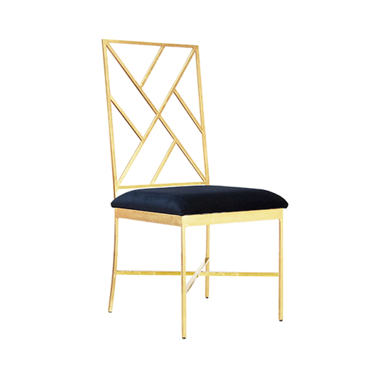 Fretwork Back Gold Leaf Chair with Velvet Cushion in Various Colors