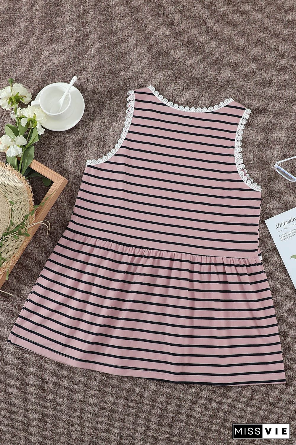 Pink Striped Tank Top