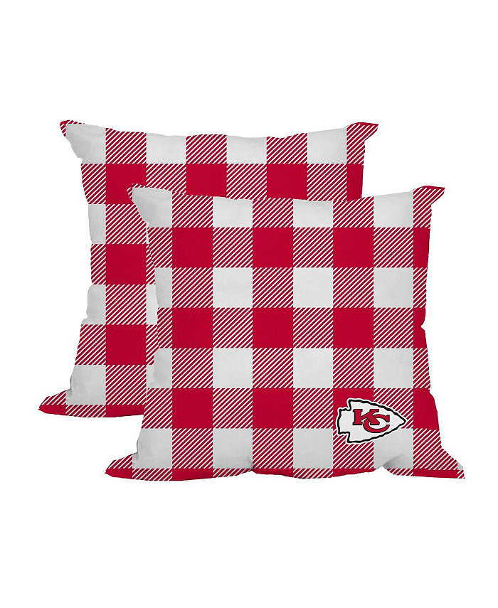 Logo Brands Kansas City Chiefs 2-Pack Buffalo Check Plaid Outdoor Pillow Set