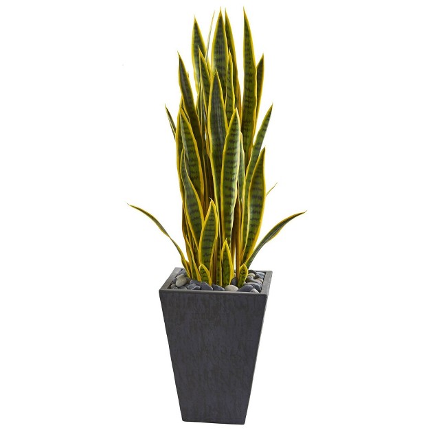 X 12 Artificial Sansevieria Plant In Slate Planter Gray - Nearly Natural