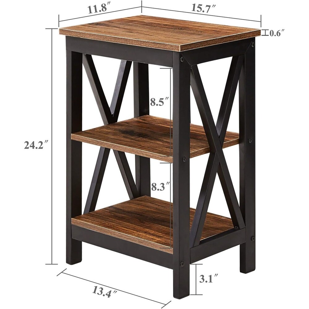 VECELO Modern Nightstand with 3 tier Storage Shelves