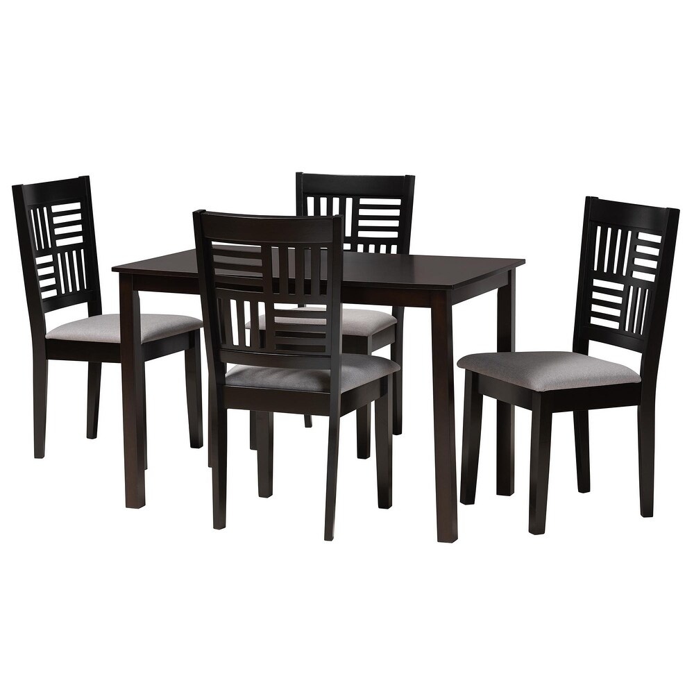 Deanna Wood Dining Set Grey/Dark Brown