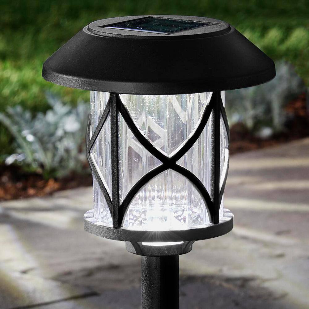 Hampton Bay Frazier 10 Lumens Solar Black LED Landscape Pathway Light Set P1501-04