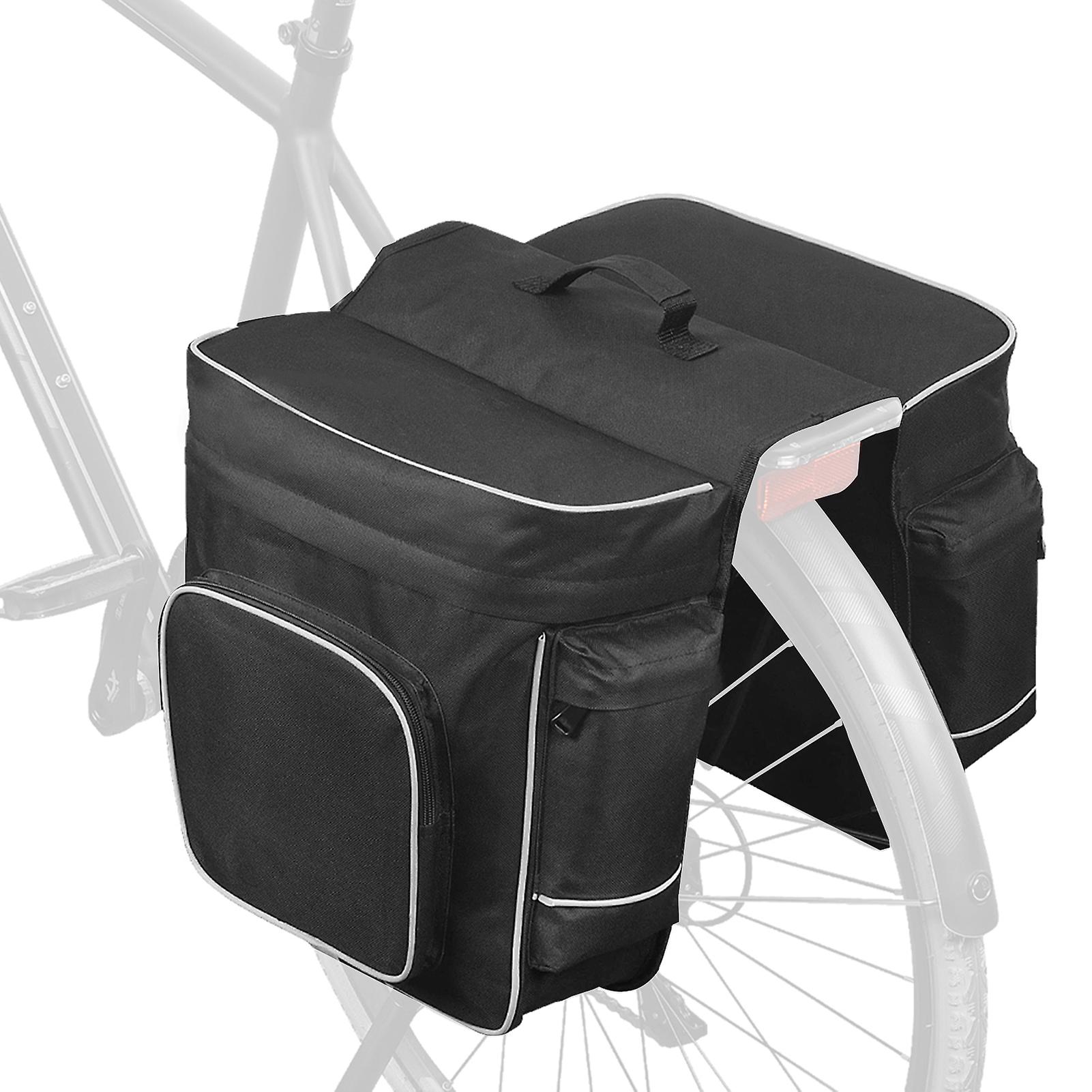 Cycling 2 In 1 30l Bicycle Black Rear Double Side Rack Bag Tail Seat Pannier Outdoor Cycling Saddle Storage No.316281