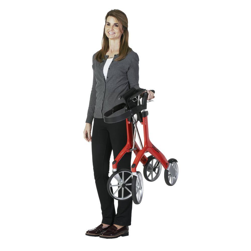 Stander Trust Care Let's Fly 4-Wheel Lightweight Folding Euro-Style Rollator with Seat in Red 4700-RD