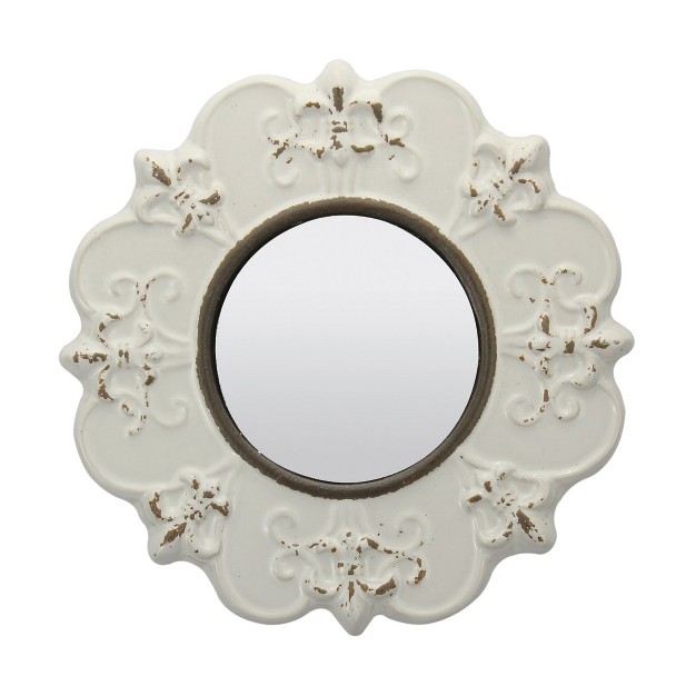 Decorative Ceramic Wall Mirror Ivory Stonebriar Collection