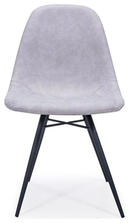 Piero Dining Chair  Light Gray Vintage Polyurethane Cover   Midcentury   Dining Chairs   by Rustic Home Furniture Deco  Houzz