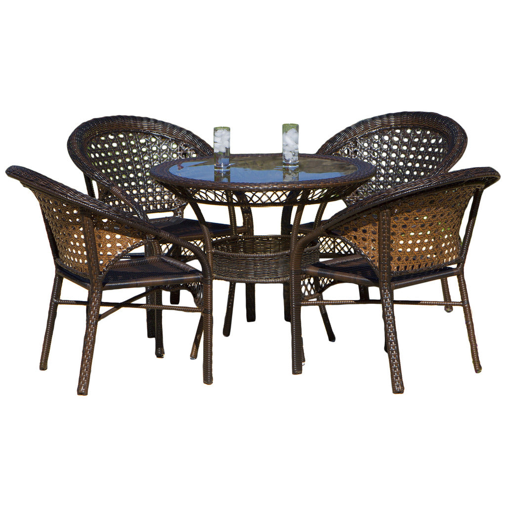 Malibu 5pc Outdoor Wicker Dining Set