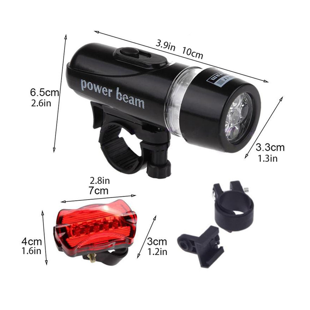 Worallymy Bike Front and Rear Light Bicycle Led Headlight Flashlight Taillight Set Night Cycling Lamp Kit