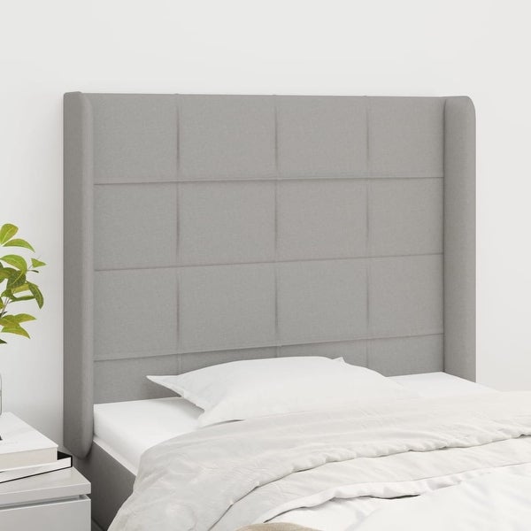 vidaXL Headboard with Ears Dark/Light Gray Fabric - - 37455509