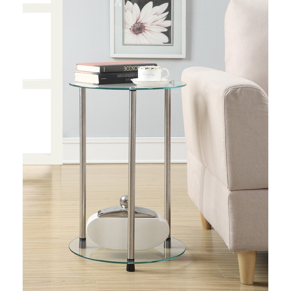 Convenience Concepts Designs2Go Classic Glass 2 Tier Round End Table