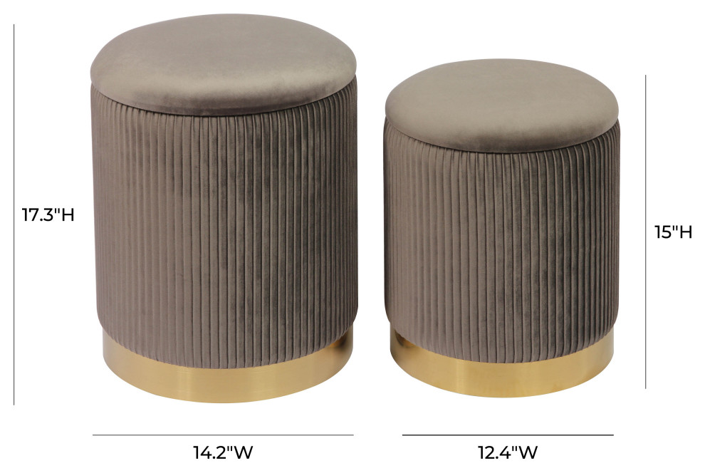 Channeled Grey Velvet Storage Ottomans   Set of 2   Grey   Modern   Footstools And Ottomans   by First of a Kind USA Inc  Houzz