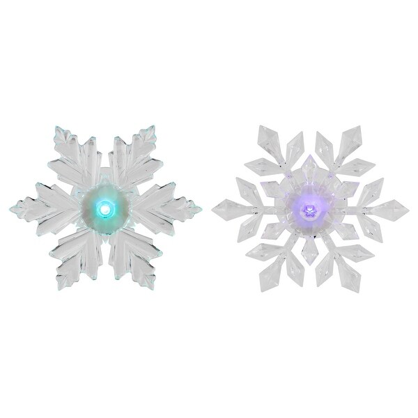 Set of 2 LED Lighted Icy Crystal Snowflake Christmas Window Decorations 5.5