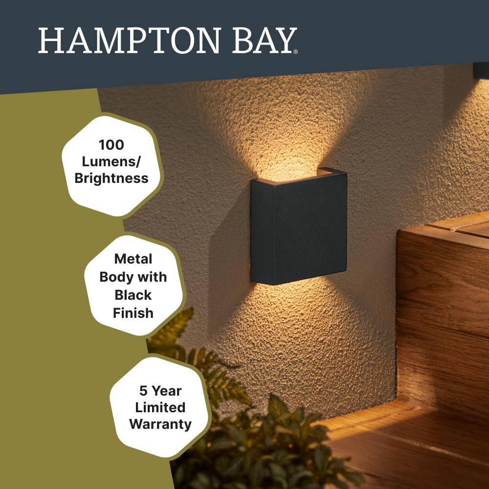 Hampton Bay Low Voltage Landscape Black Deck and Step Light with 3.5-Watt 100 Lumen Integrated LED LDS-TR1BL3000K1