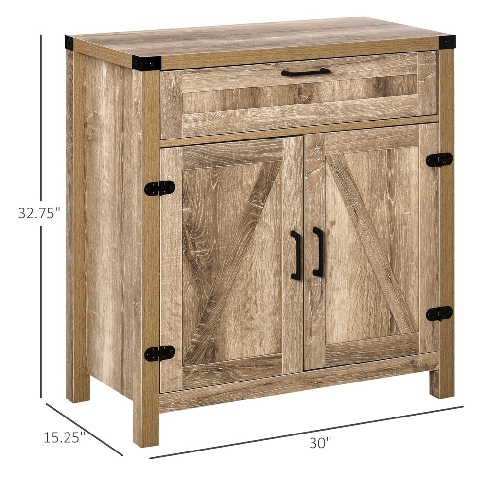 Wooden Sideboard Buffet Cabinet with Drawer and Adjustable Shelf  Oak